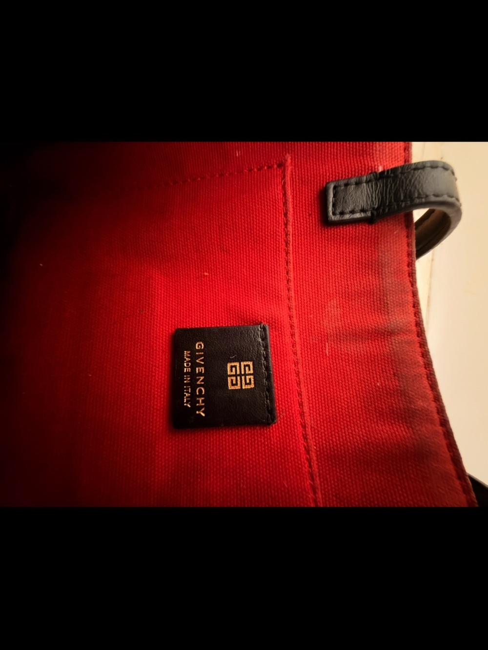 Givenchy Red Canvas Tote with Black Trim - Picture 3 of 5